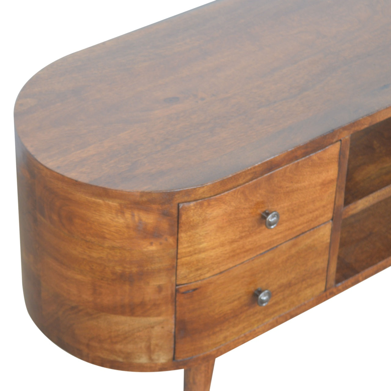 Brescia Chestnut Mango Wood Round TV Entertainment Unit 4 Drawers