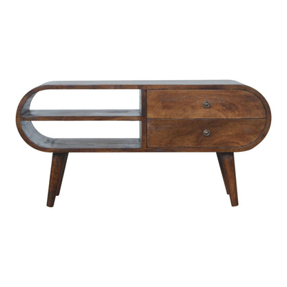 Como Chestnut Mango Wood TV Media Unit 2 Drawers and Open Shelves