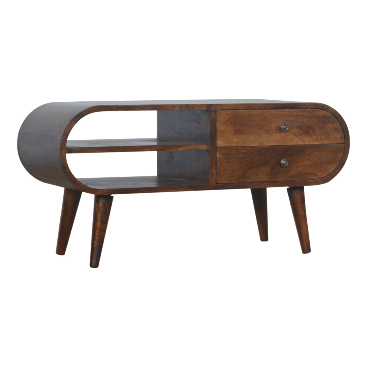 Como Chestnut Mango Wood TV Media Unit 2 Drawers and Open Shelves
