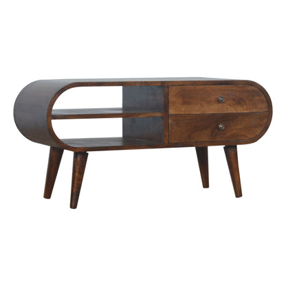 Como Chestnut Mango Wood TV Media Unit 2 Drawers and Open Shelves