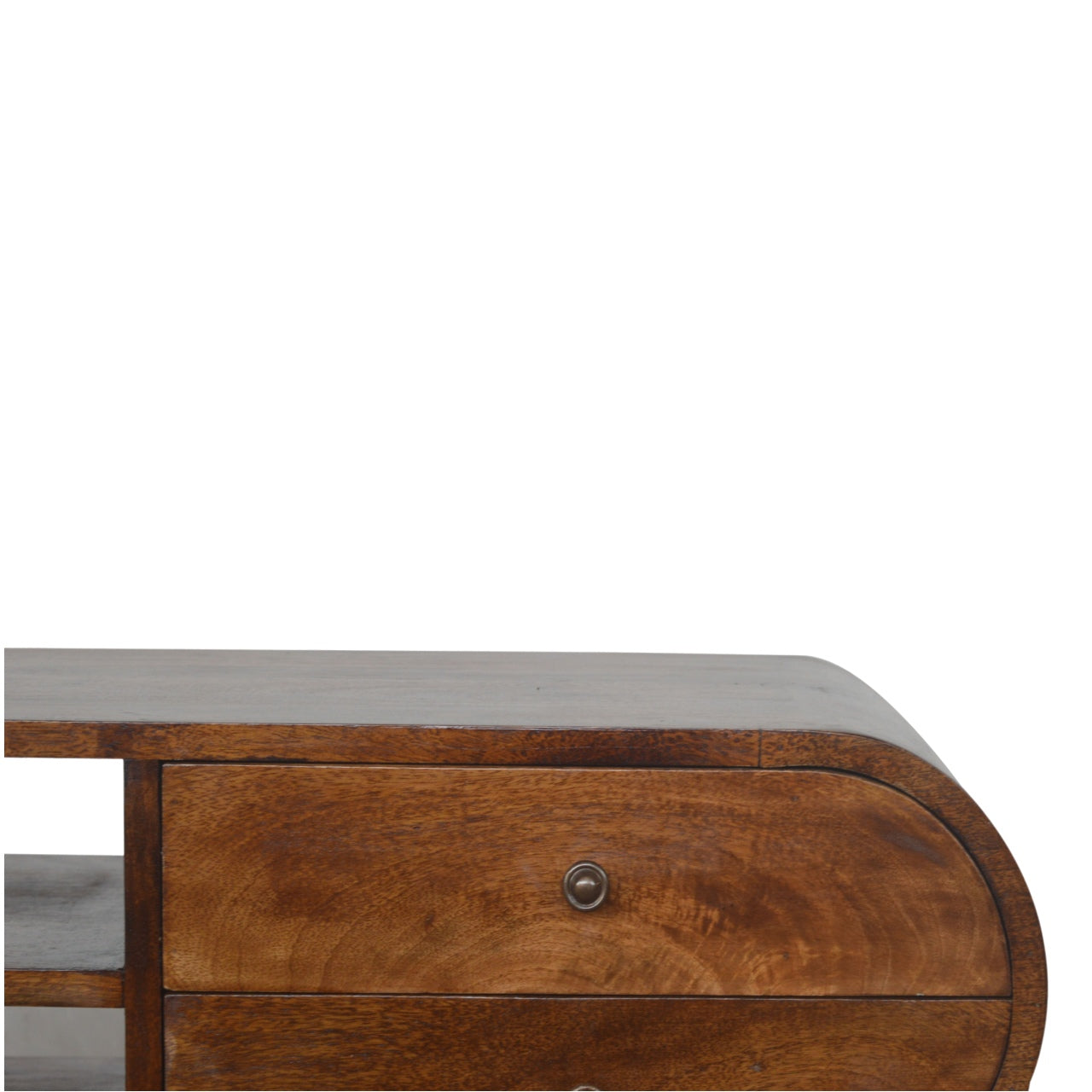 Como Chestnut Mango Wood TV Media Unit 2 Drawers and Open Shelves