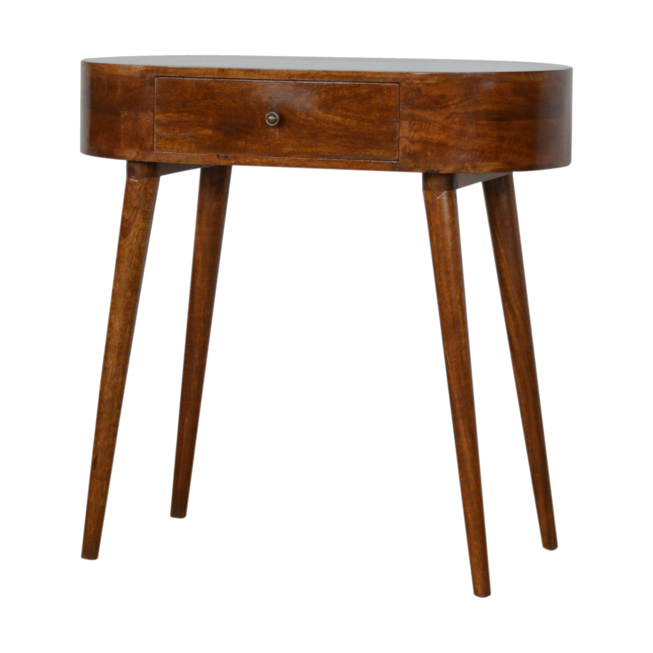 Bellagio Chestnut Mango Wood Oval Console Table with Drawer