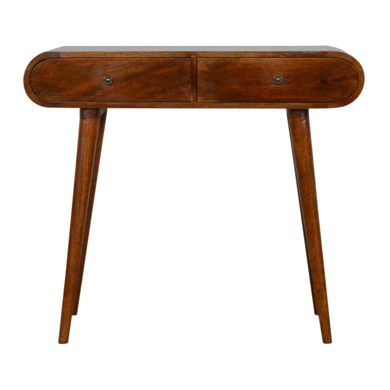 Como Chestnut Mango Wood OvalcConsole Table 2 Drawers