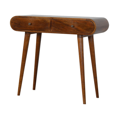 Como Chestnut Mango Wood OvalcConsole Table 2 Drawers