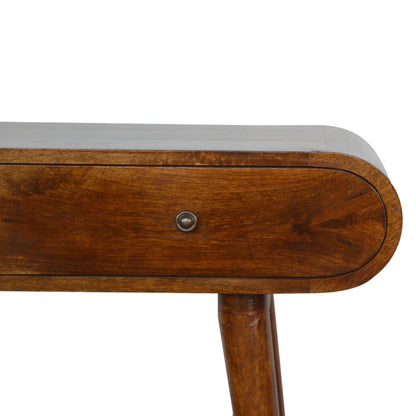 Como Chestnut Mango Wood OvalcConsole Table 2 Drawers