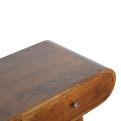 Como Chestnut Mango Wood OvalcConsole Table 2 Drawers