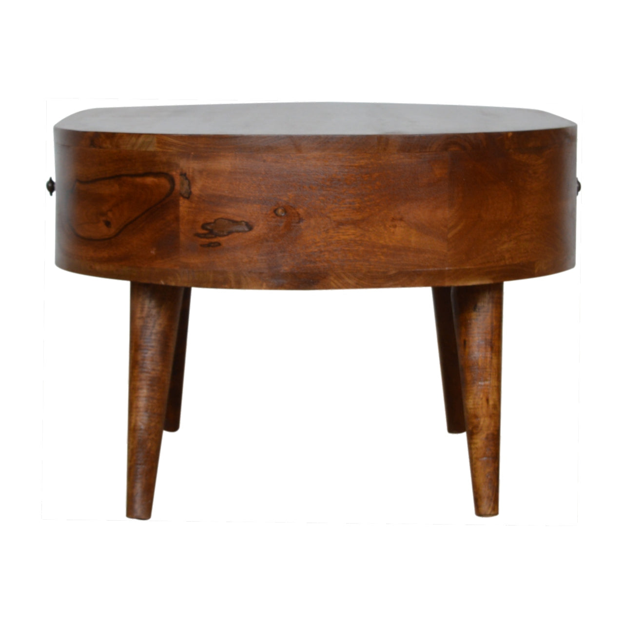 Brescia Low Chestnut Mango Wood Round Coffee Table 2 Drawers