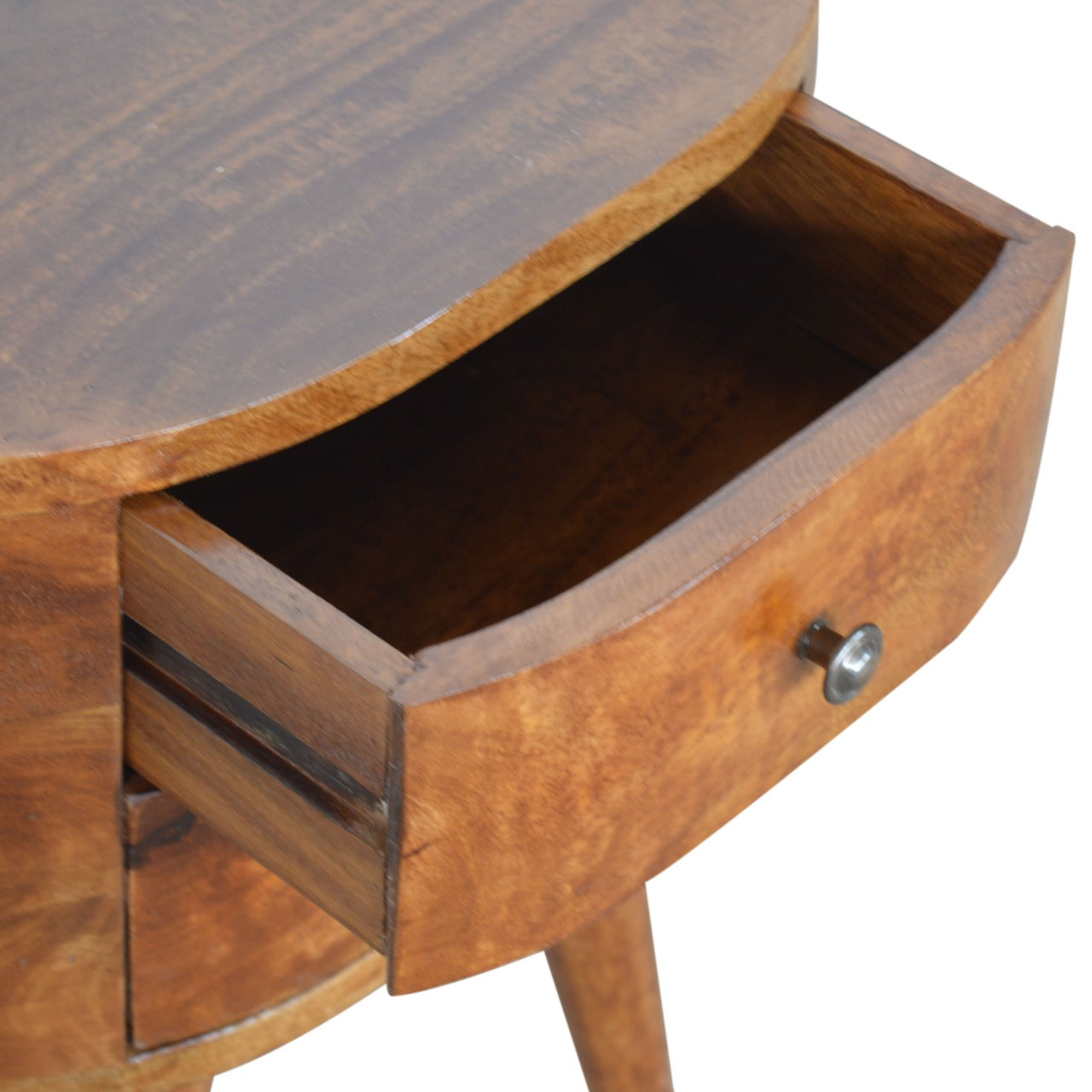 Brescia Chestnut Mango Wood Oval Bedside Table 2 Drawers