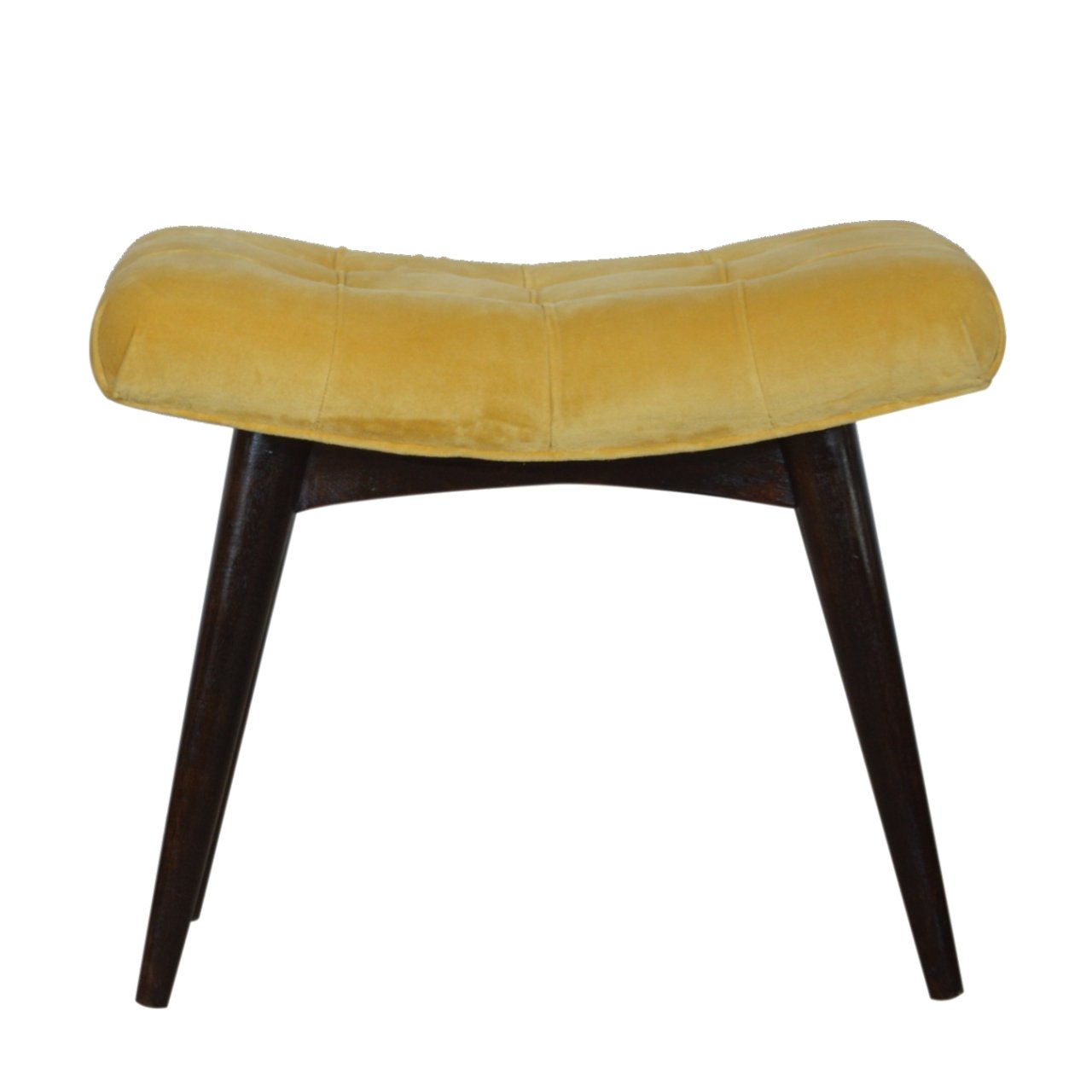 Varenna Mustard Cotton Velvet Curved Bench
