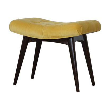 Varenna Mustard Cotton Velvet Curved Bench