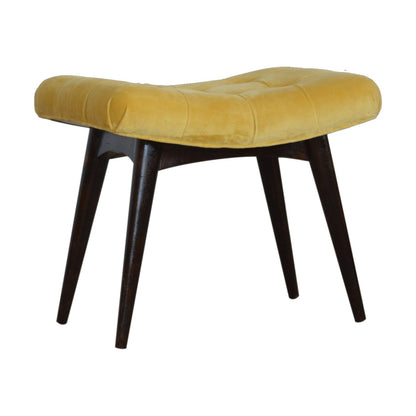 Varenna Mustard Cotton Velvet Curved Bench