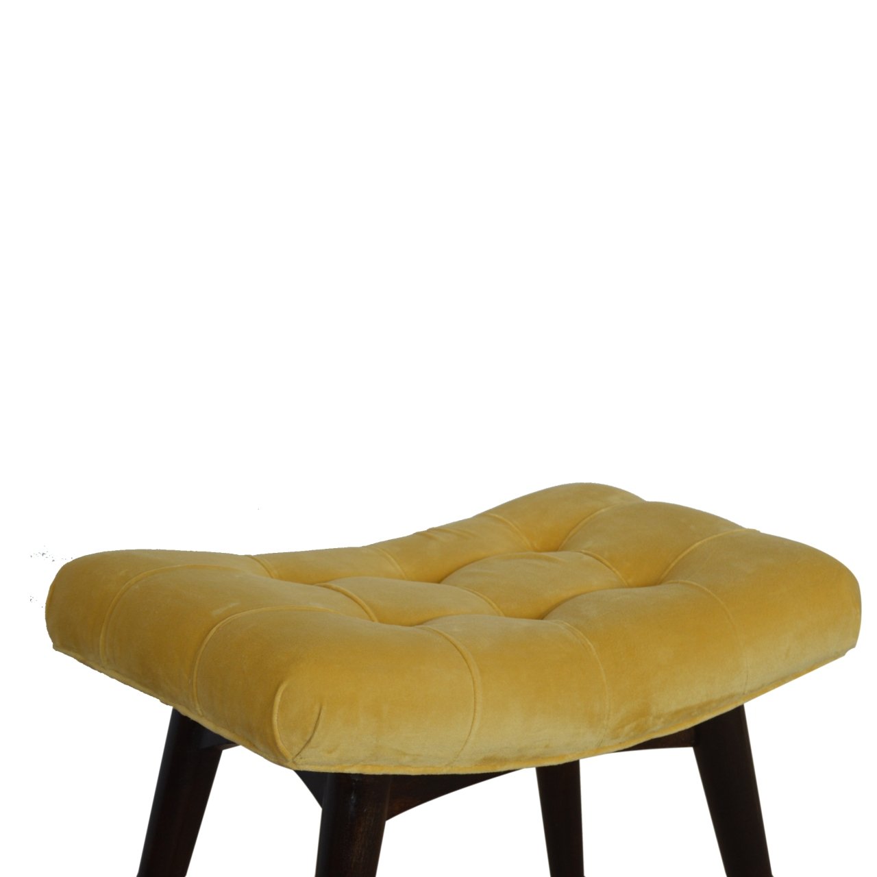 Varenna Mustard Cotton Velvet Curved Bench