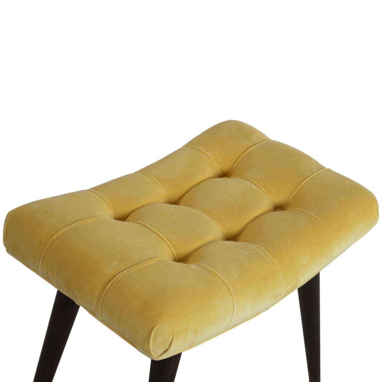 Varenna Mustard Cotton Velvet Curved Bench