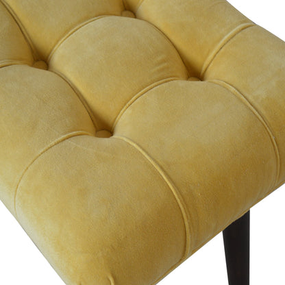 Varenna Mustard Cotton Velvet Curved Bench