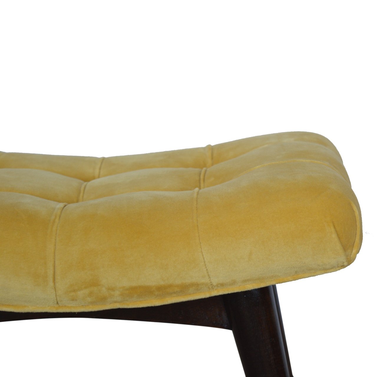 Varenna Mustard Cotton Velvet Curved Bench