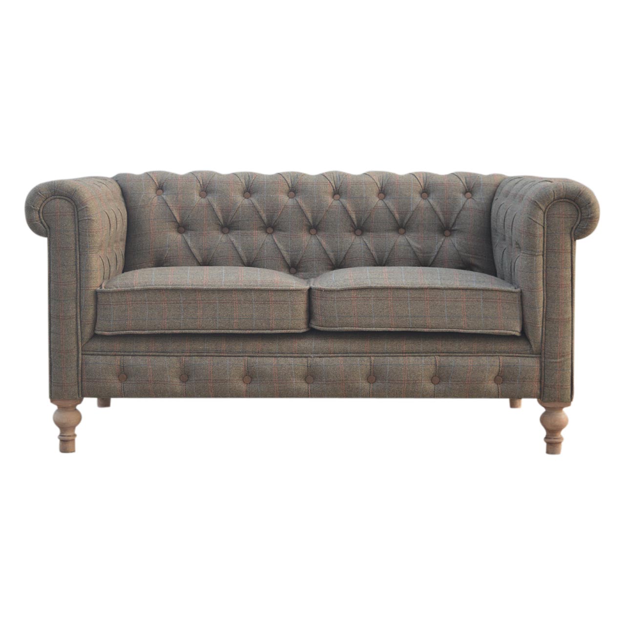 Capri Grey Multi Tweed 2 Seat Chesterfield Sofa