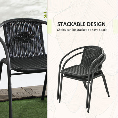 Lara Rattan Black 3 Piece Garden Bistro Table And Chair Set