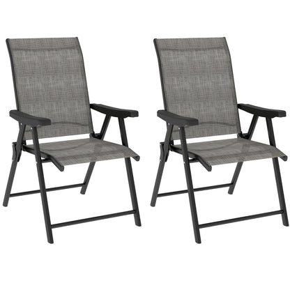 Maleli Set Of 2 Metal Black And Grey Folding Outdoor Chairs