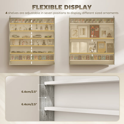 Finivi Wood And Glass Graphite Wood Effect 6 Tier Display Cabinet With Glass Doors