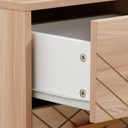 Reyo Set Of 2 Wooden Natural Scandinavian Bedside Tables 2 Drawers