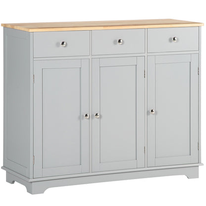Totoro Grey Sideboard With Natural Top 3 Doors 3 Drawers 3 Shelves