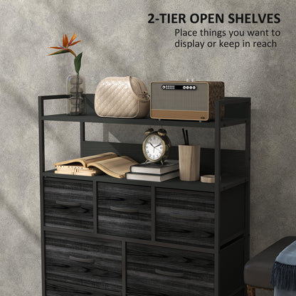 Latoli Fabric And Wood Black 7 Drawer Rustic Storage Chest
