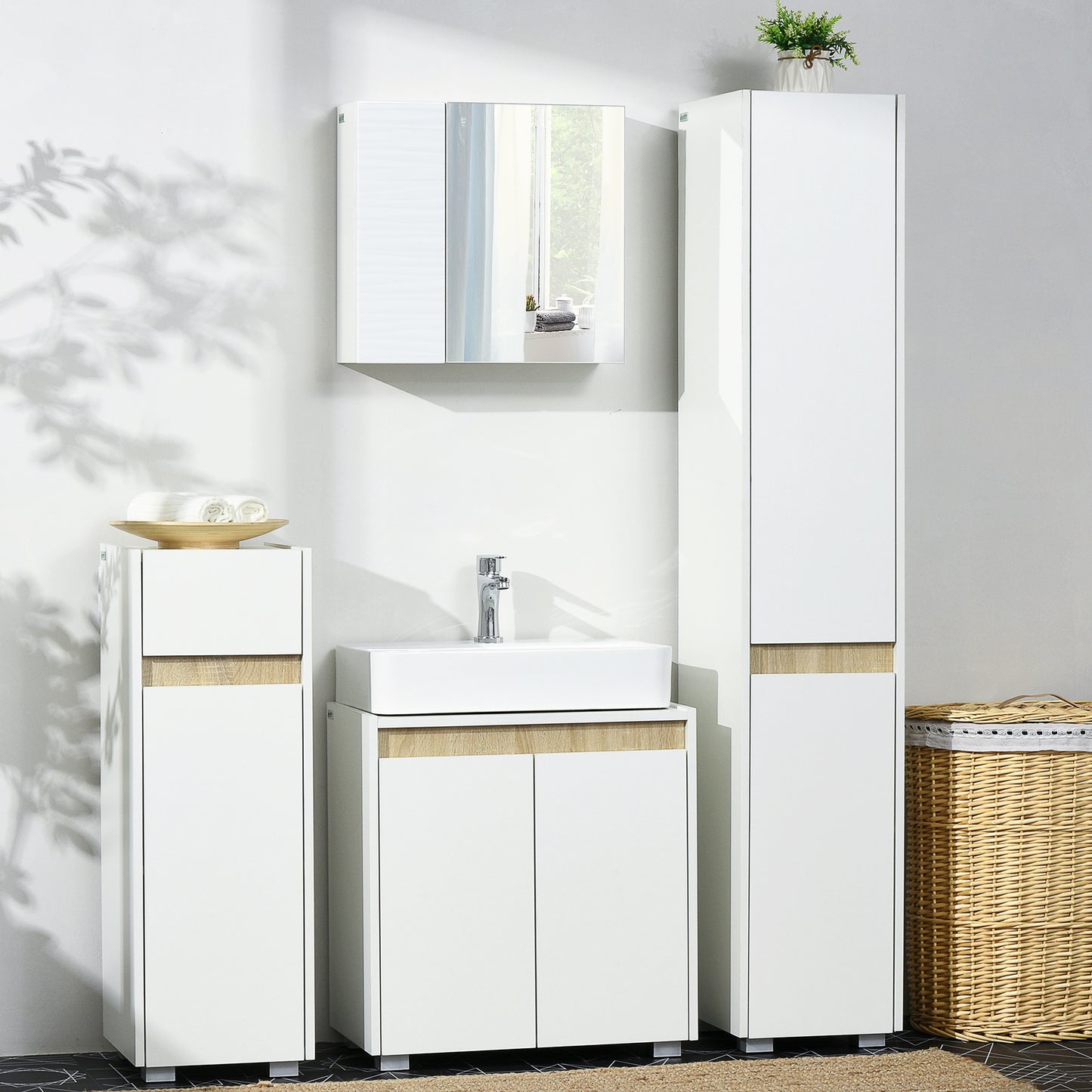 Moka Tall Freestanding Bathroom Cabinet With 5 Tier Adjustable Shelving White