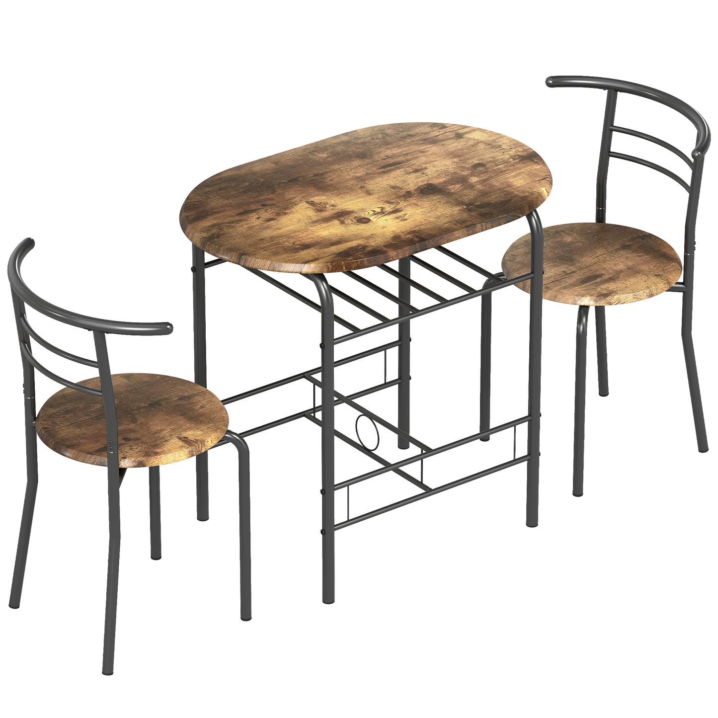 Vespa Rustic Brown Compact 3 Piece Dining Table And Chair Set