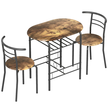 Vespa Rustic Brown Compact 3 Piece Dining Table And Chair Set