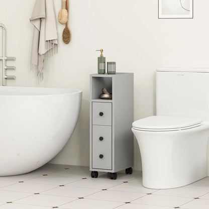 Slim Grey Bathroom Storage Cabinet With Compact Footprint