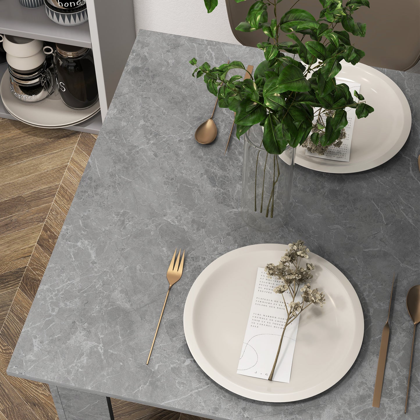 Kava Cement Grey Square Dining Table With Faux Cement Finish Compact Modern Style