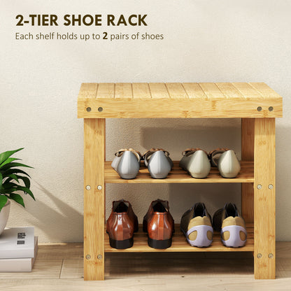 Tono Keel Bamboo Natural 2 Tier Shoe Storage Bench