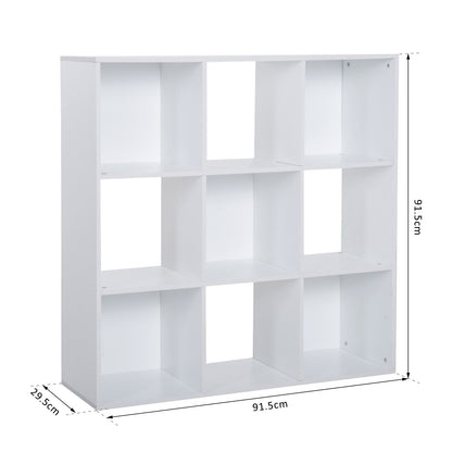 Zido Wood White 3 Tier 9 Cube Storage Bookcase
