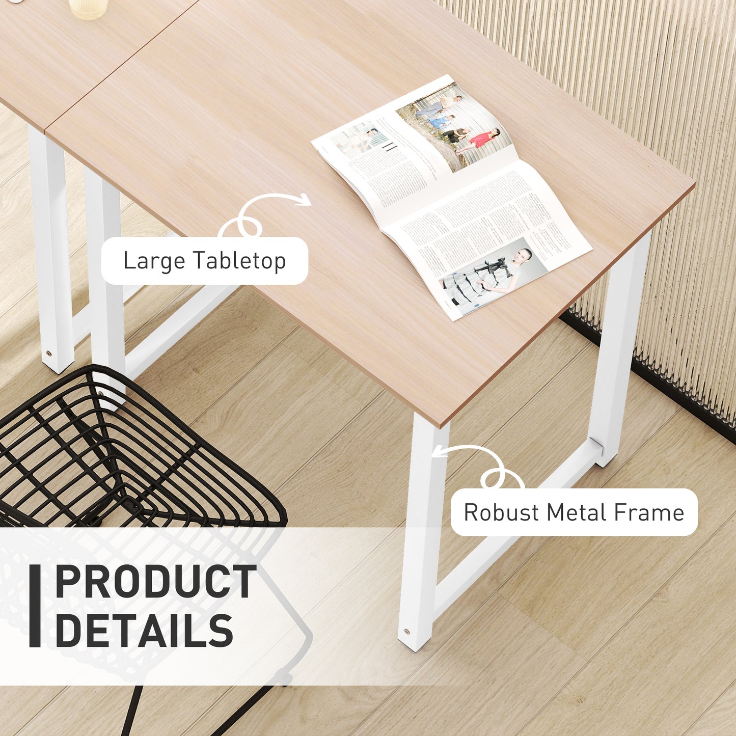 Diel 80cm White and White Wooden Home Office Desk