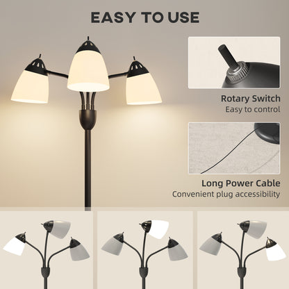 Noniyo Metal Black Arc Tree Floor Lamp With 3 Rotating Heads And Adjustable Colour Temperature