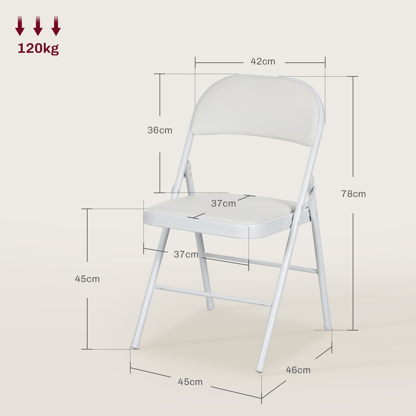 Lofano Metal And Fabric White Cushioned Folding Chairs Set Of 2