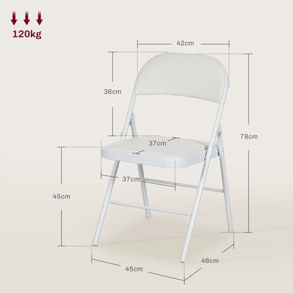 Lofano Metal And Fabric White Cushioned Folding Chairs Set Of 2