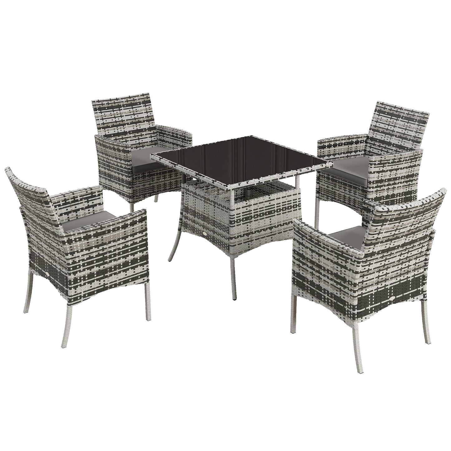 Hayosa Yoka Rattan Grey 4 Seaeter Garden Dining Set With Cushions