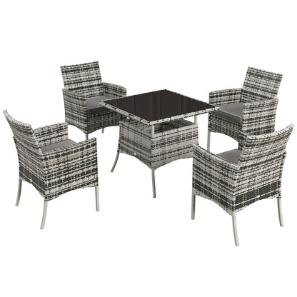 Hayosa Yoka Rattan Grey 4 Seaeter Garden Dining Set With Cushions