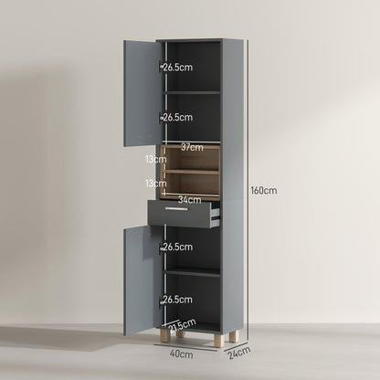 Suna Tall Bathroom Storage Cabinet With Moisture Resistant Board Finish Matte Grey