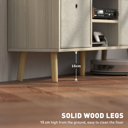Lepa Yoha 110cm Natural Wood TV Storage Cabinet With Fabric Fold Down Drawers For Screens Up To 50 Inches