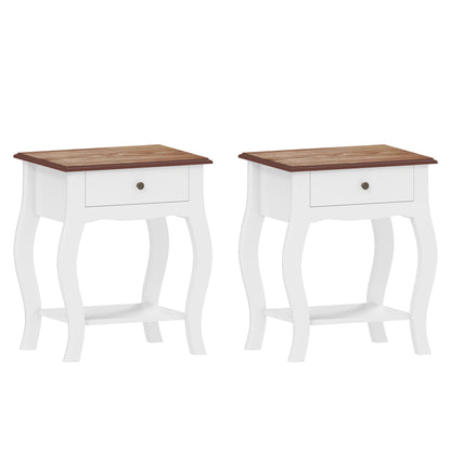 Rifipa White Set Of 2 French Style Bedside Tables With Drawer And Open Shelf