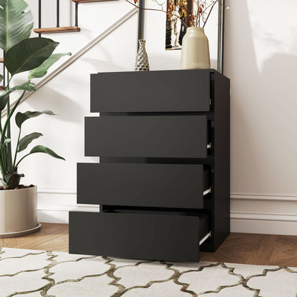 Retture Wooden Neutral Finish 4 Drawer Modern Storage Chest