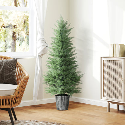 Reno Set Of 2 Artificial Cypress Style Trees With Decorative Pots For Indoor And Outdoor Use