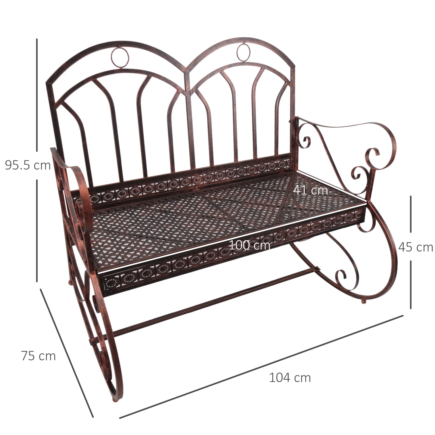 Lesu Metal Bronze Iron Garden Outdoor Rocking Chair