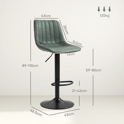 Reli Fabric Green Retro Tub Style Bar Stools Set Of 2 With Padded Seats