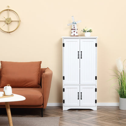 Rifa Wooden White Accent Storage Cabinet With Adjustable Shelves And Double Doors