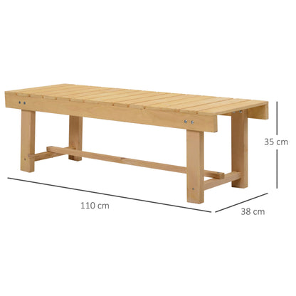 Liveba 110cm Fir Wood Natural Backless 2 Seater Garden Bench Set With Slatted Seats