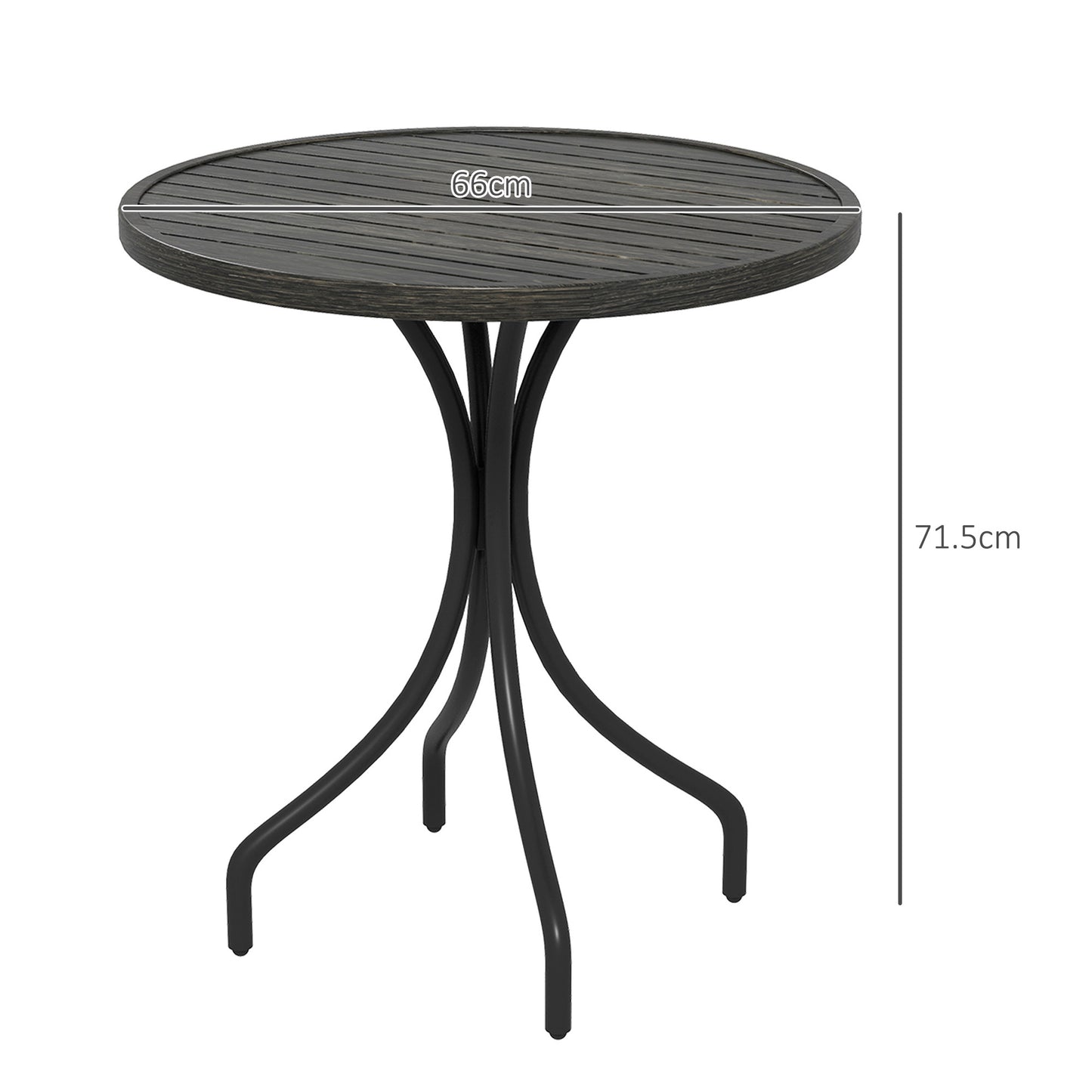 Nari Galvanised Steel Grey Round Garden Table Slatted Design