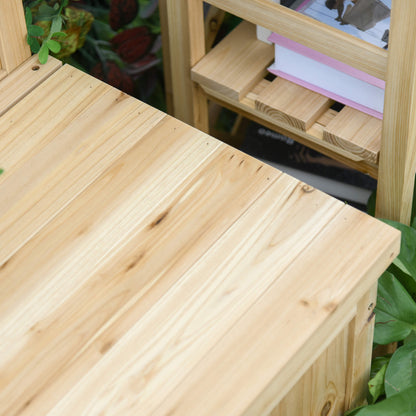 Venamo Wood Natural Outdoor Storage Bench With Lift Up Seat For Garden